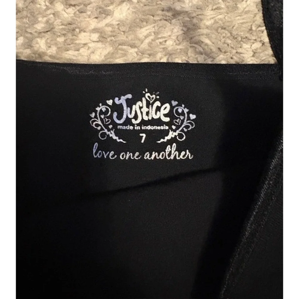 Justice girls black tank size 7, adjustable spaghetti straps